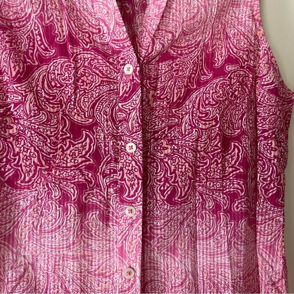 Kim Rogers Pink Paisley Sleeveless Blouse women’s Size Small Ombré 100% cotton - Picture 5 of 9